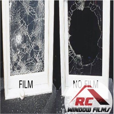 with and without security window film 